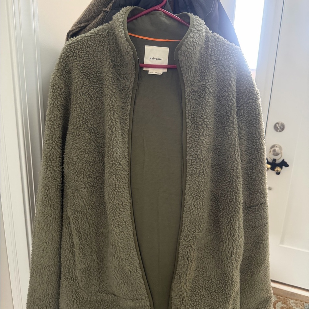 Icebreaker Olive Green Sherpa Bomber Jacket